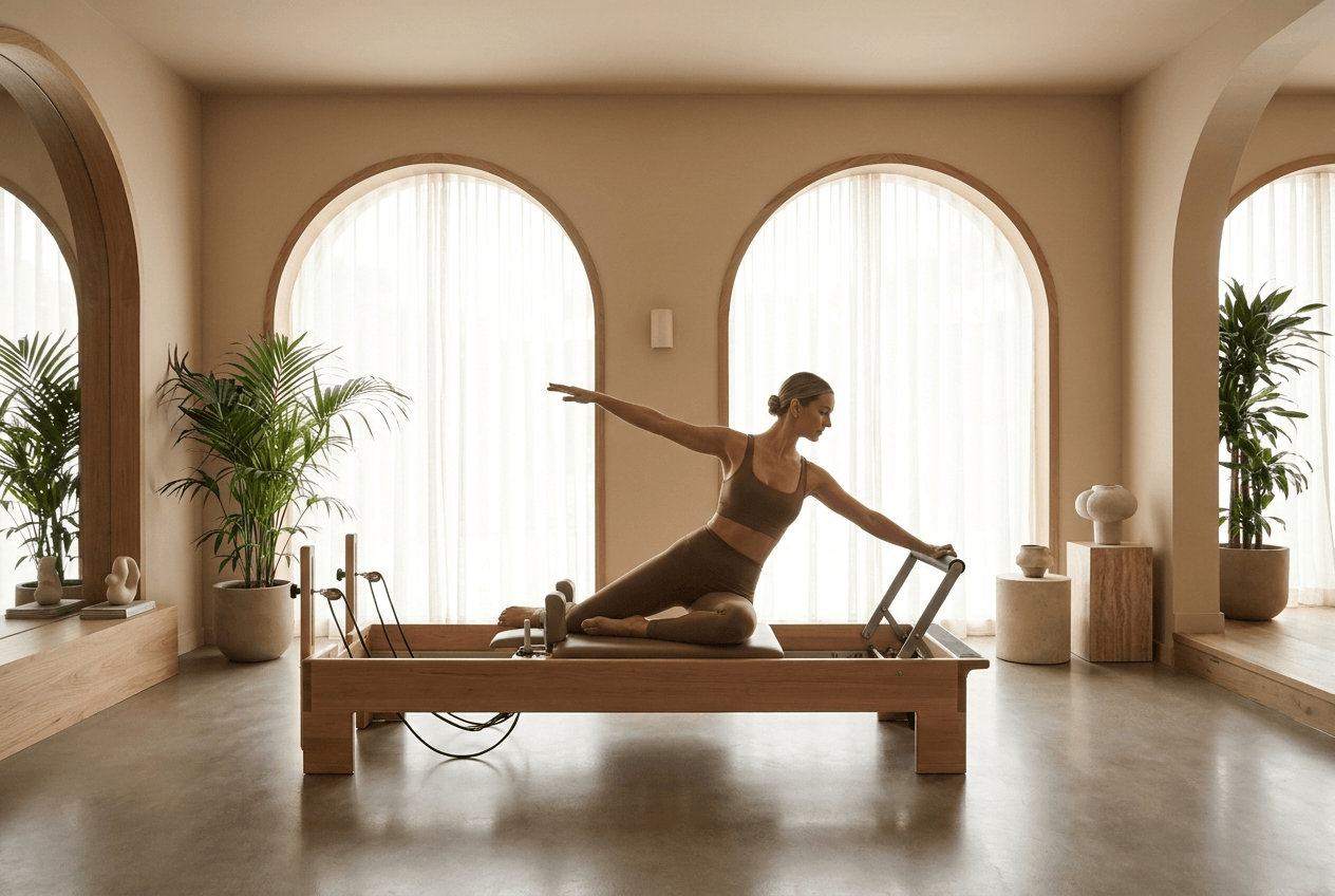Pilates reformer en un estudio boutique